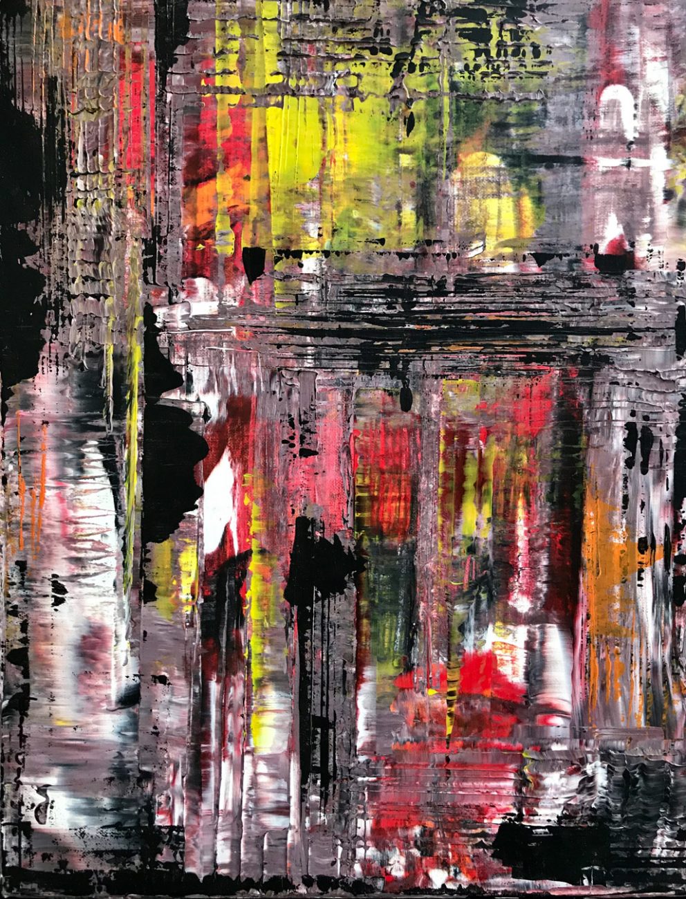 Titel: Black Yellow Red - 30 x 40 cm Acryl op canvas 450 euro